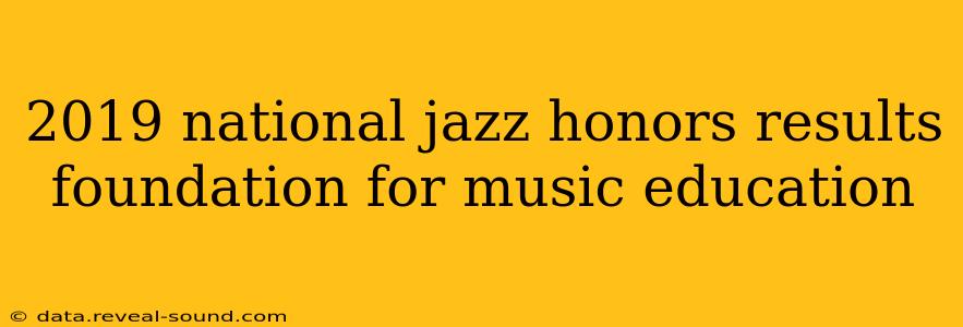 2019 national jazz honors results foundation for music education