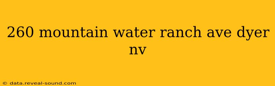 260 mountain water ranch ave dyer nv