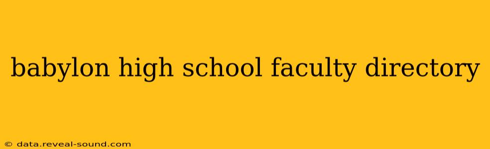 babylon high school faculty directory