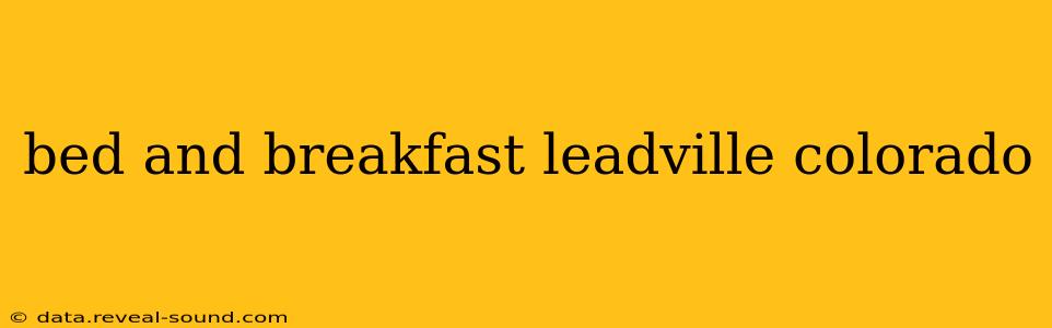 bed and breakfast leadville colorado