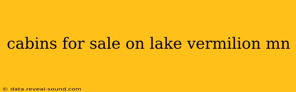 cabins for sale on lake vermilion mn