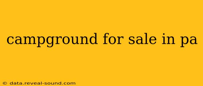 campground for sale in pa