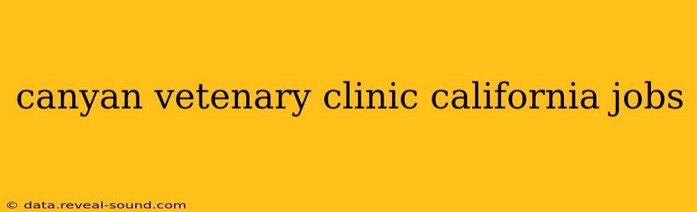 canyan vetenary clinic california jobs