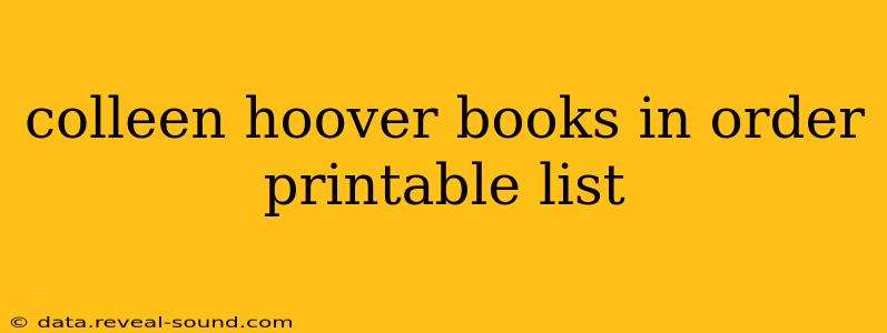 colleen hoover books in order printable list