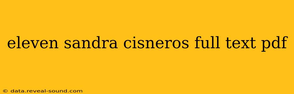 eleven sandra cisneros full text pdf