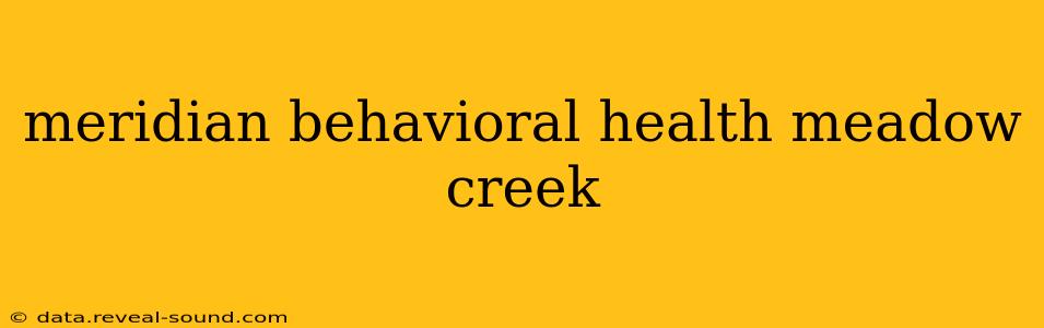 meridian behavioral health meadow creek
