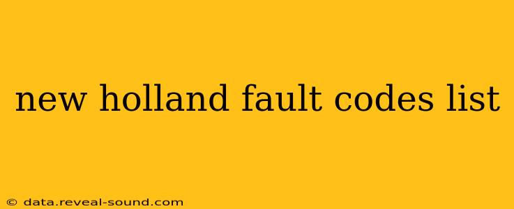 new holland fault codes list