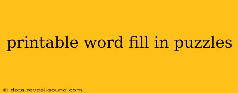 printable word fill in puzzles