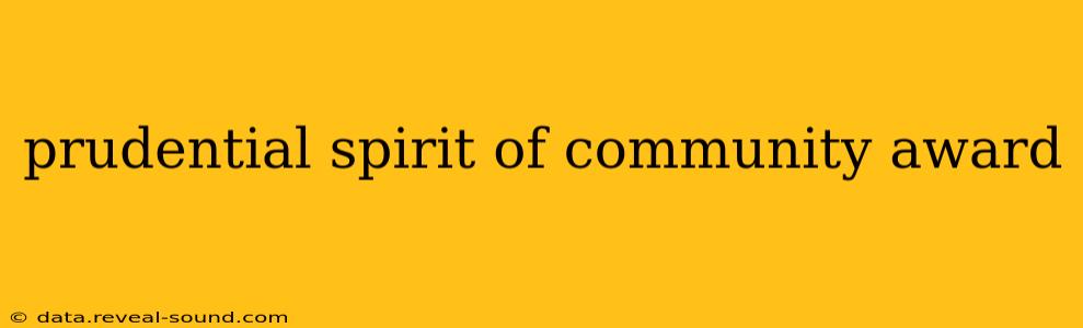 prudential spirit of community award