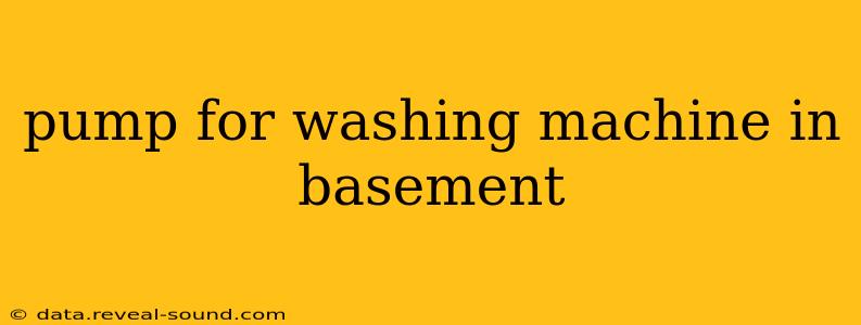 pump for washing machine in basement