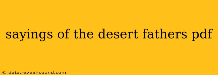 sayings of the desert fathers pdf