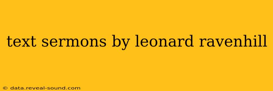 text sermons by leonard ravenhill