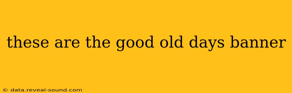 these are the good old days banner