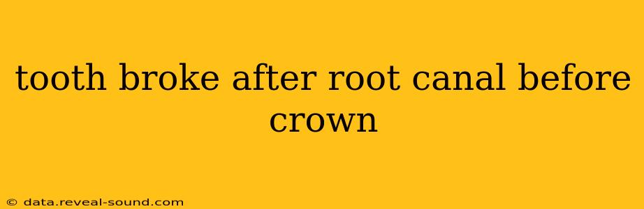 tooth broke after root canal before crown