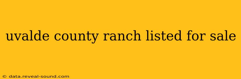 uvalde county ranch listed for sale