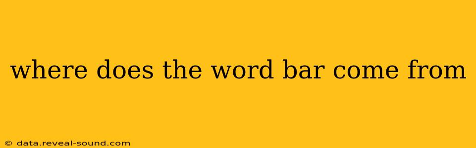 where does the word bar come from
